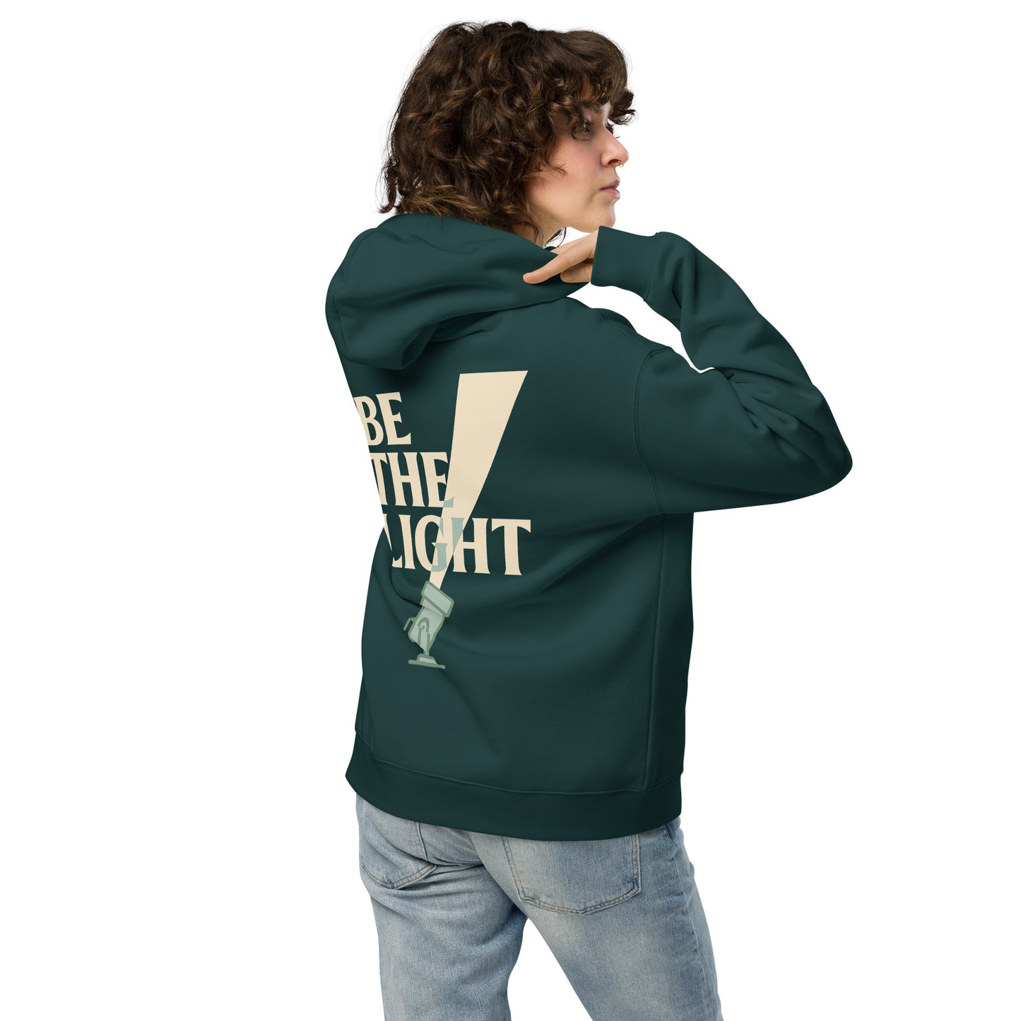 TRØBL oversized hoodie met “Be the Light”-opdruk – zware hoodie van katoenmix met cleane look en comfortabele fleecevoering.
