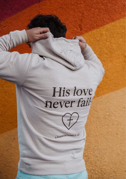 Evertrue Hoodie – Zijn liefde faalt nooit | Klaagliederen 3:22 | Christelijke volwassenmode