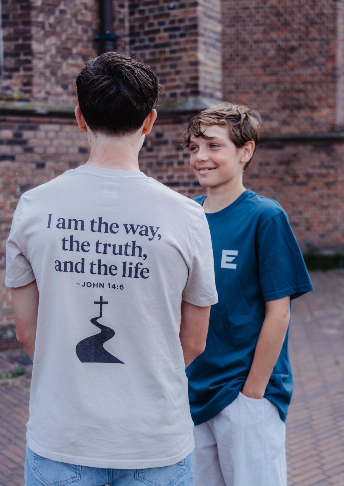 Evertrue T-shirt met tekst “Ik ben de weg, de waarheid en het leven” uit Johannes 14:6 – duurzaam biologisch shirt in unisex pasvorm