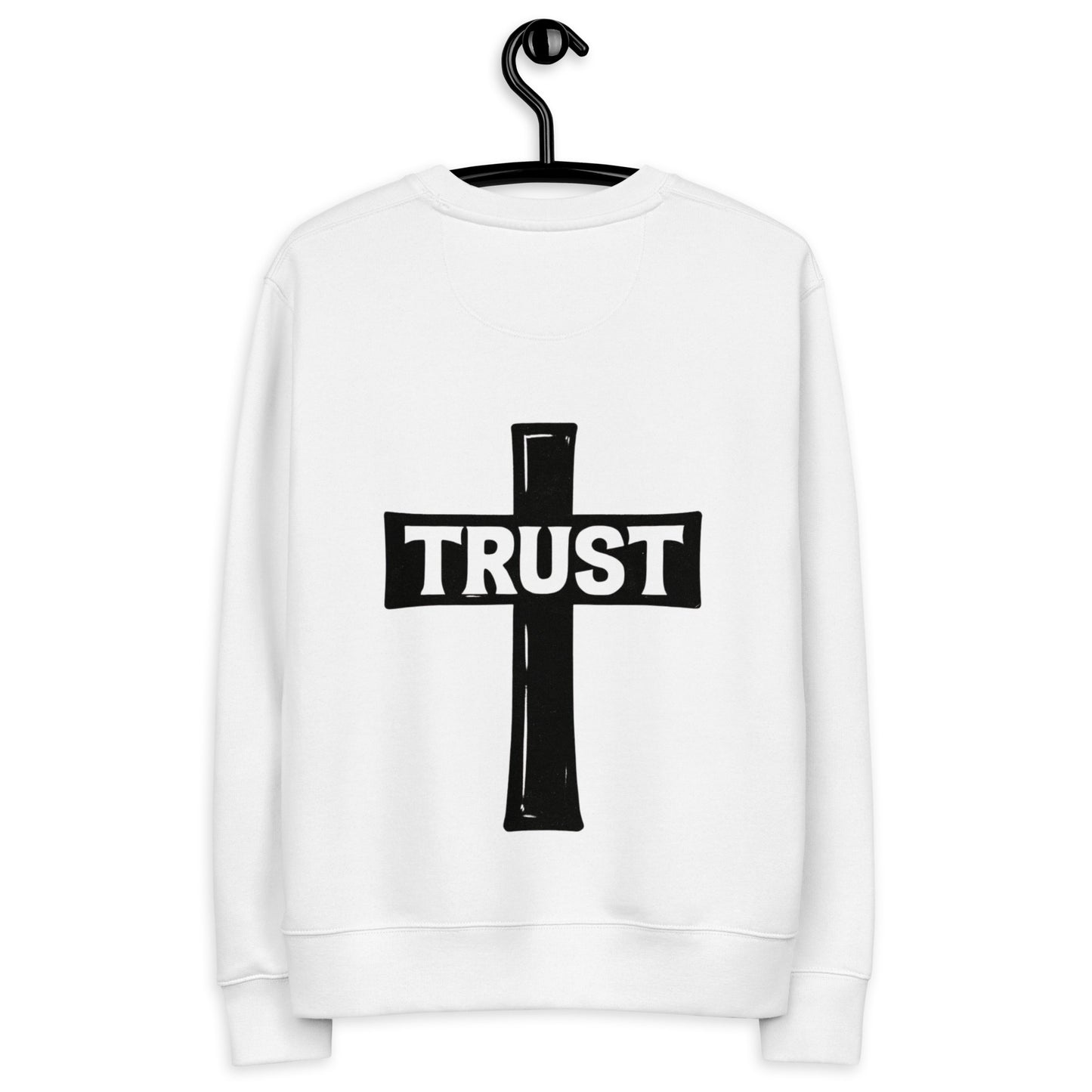 Laat je vertrouwen zien met de Evertrue Sweater – Trust (Kruisvorm). Duurzaam geproduceerd van 100% biologisch katoen. Comfortabel, stijlvol en een krachtig geloofsstatement.
