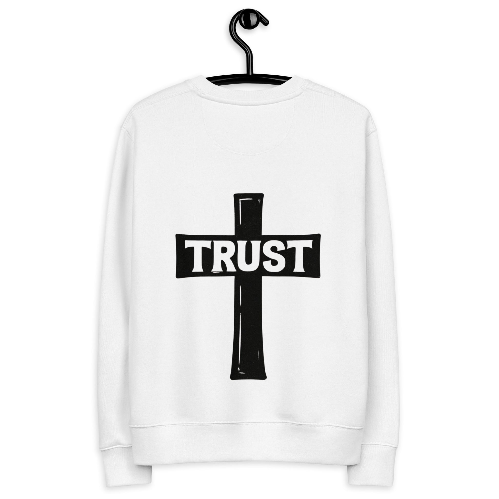 Laat je vertrouwen zien met de Evertrue Sweater – Trust (Kruisvorm). Duurzaam geproduceerd van 100% biologisch katoen. Comfortabel, stijlvol en een krachtig geloofsstatement.