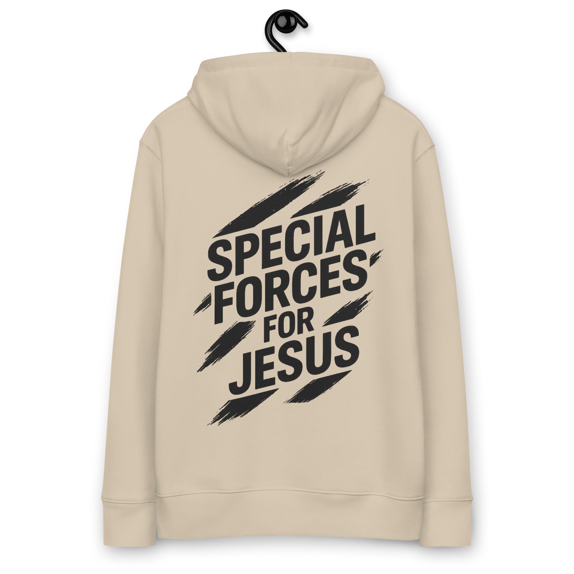 Christelijke hoodie geïnspireerd op Efeze 6:11–13. Voor wie standhoudt in geloof. Duurzaam, warm en eerlijk geproduceerd van biologisch katoen.