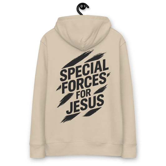 Christelijke hoodie geïnspireerd op Efeze 6:11–13. Voor wie standhoudt in geloof. Duurzaam, warm en eerlijk geproduceerd van biologisch katoen.