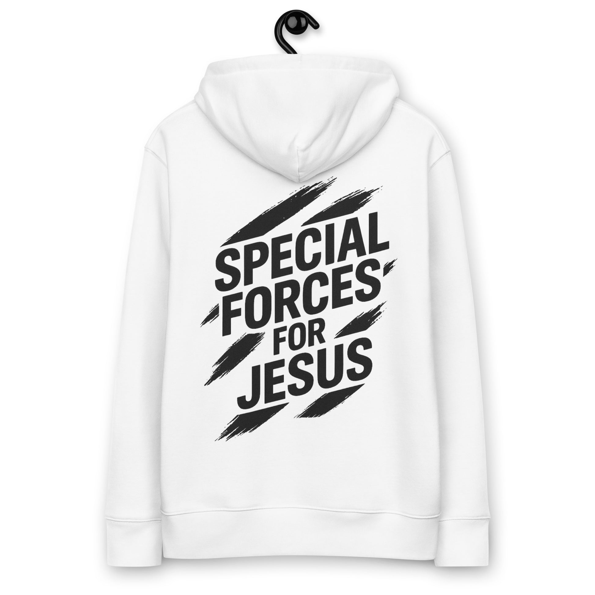 Christelijke hoodie geïnspireerd op Efeze 6:11–13. Voor wie standhoudt in geloof. Duurzaam, warm en eerlijk geproduceerd van biologisch katoen.