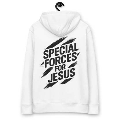 Christelijke hoodie geïnspireerd op Efeze 6:11–13. Voor wie standhoudt in geloof. Duurzaam, warm en eerlijk geproduceerd van biologisch katoen.