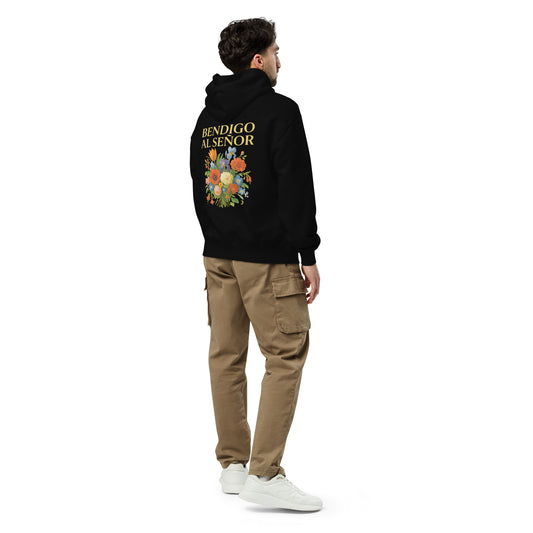 TRØBL oversized hoodie met opdruk “Bendigo al Señor” – zware unisex hoodie met cleane afwerking, diepe boodschap en zachte fleece binnenkant.